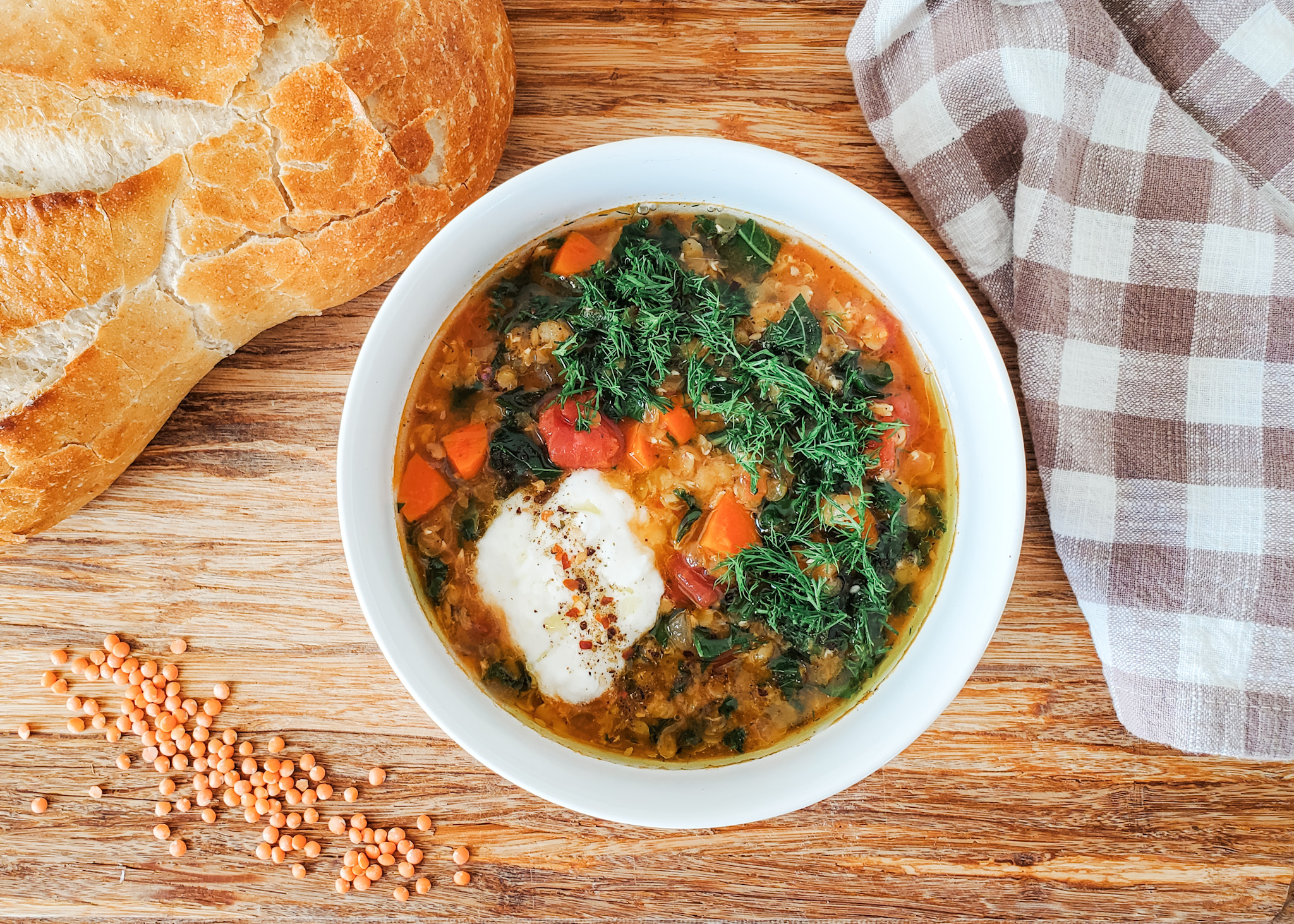 Mediterranean Lentil Soup with Kale and Za’atar