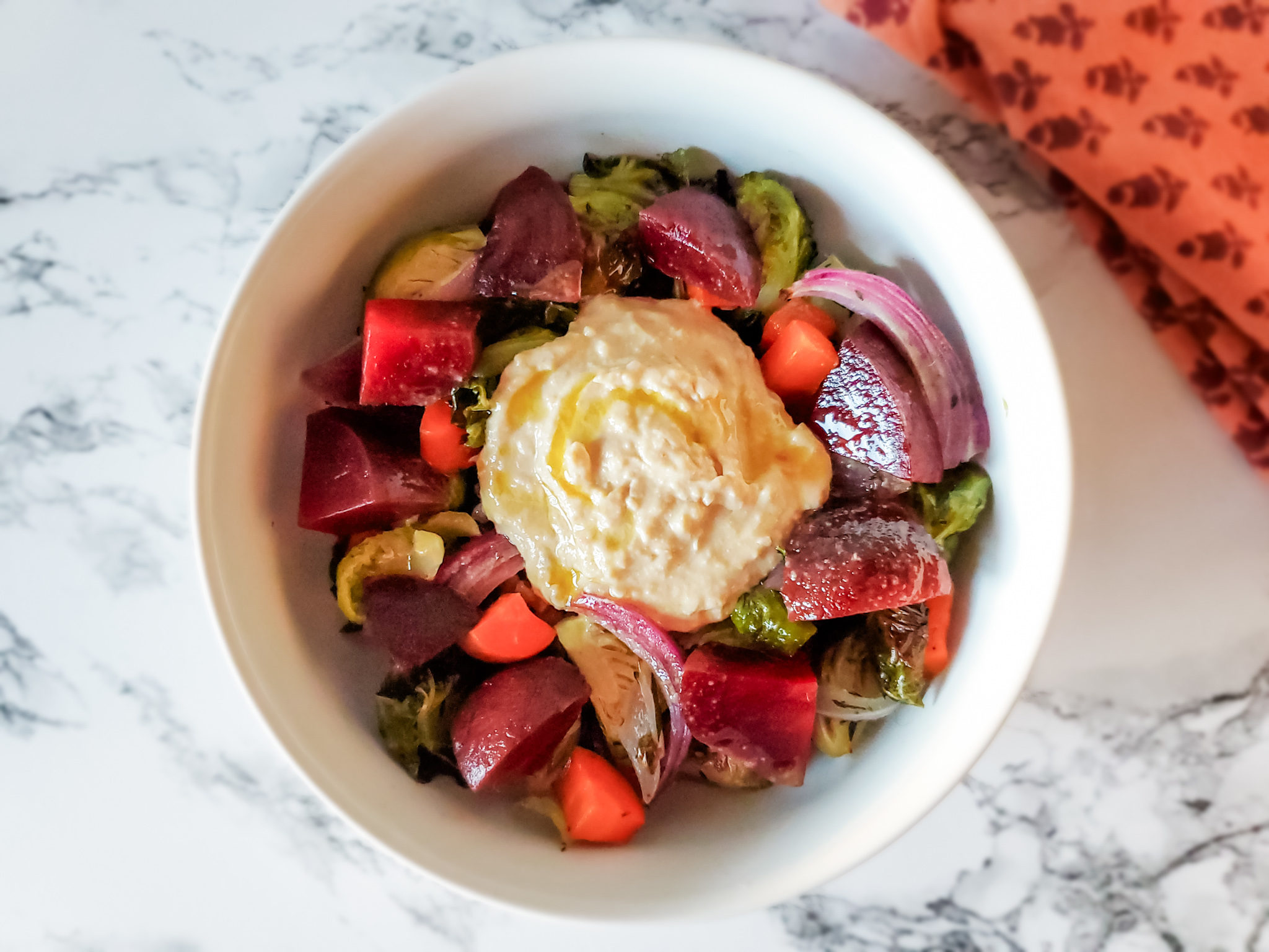 Roasted Veggie Bowls with Farro and Hummus